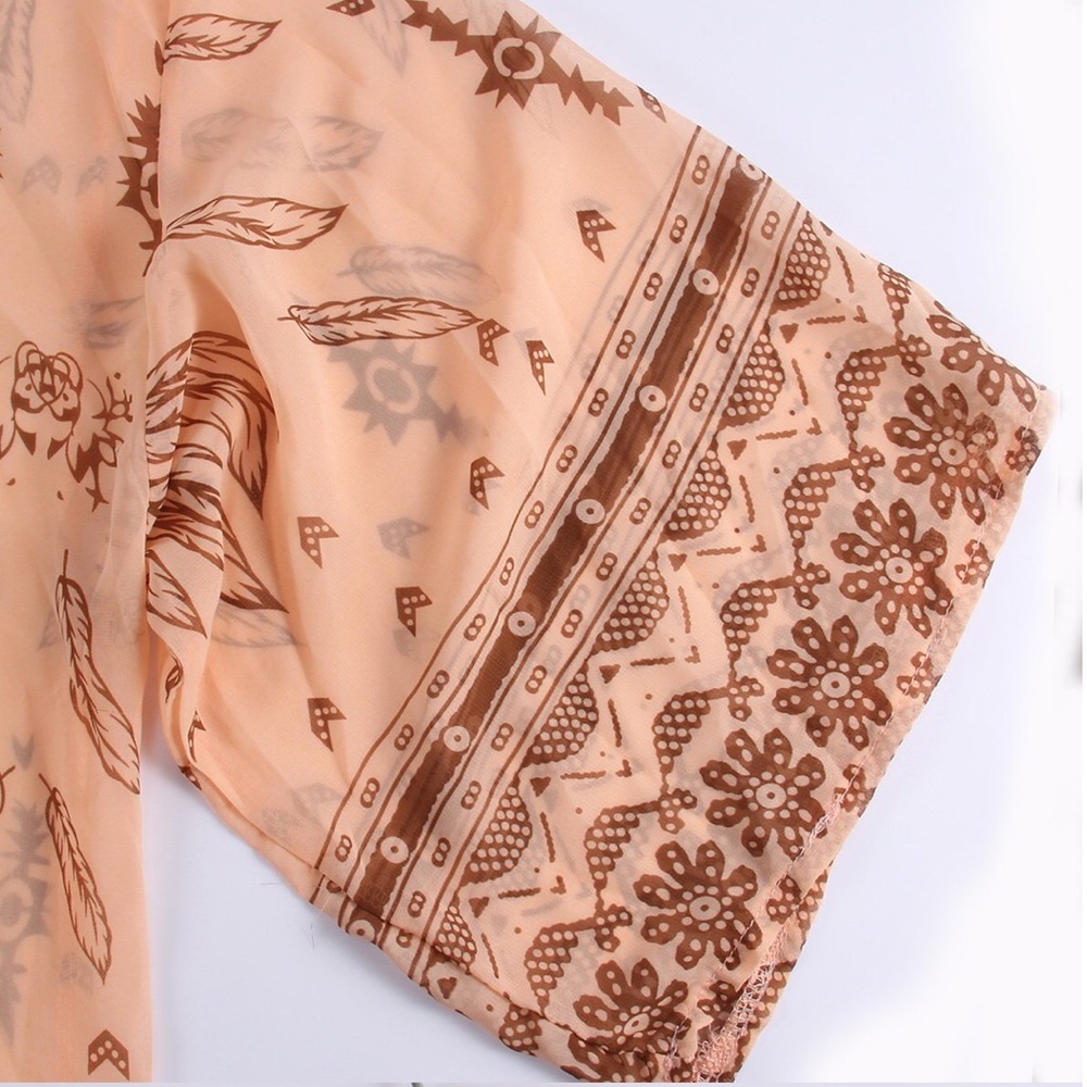 2 LEFT! Boho Open Kimono in Peach Print - Picture 6 of 8